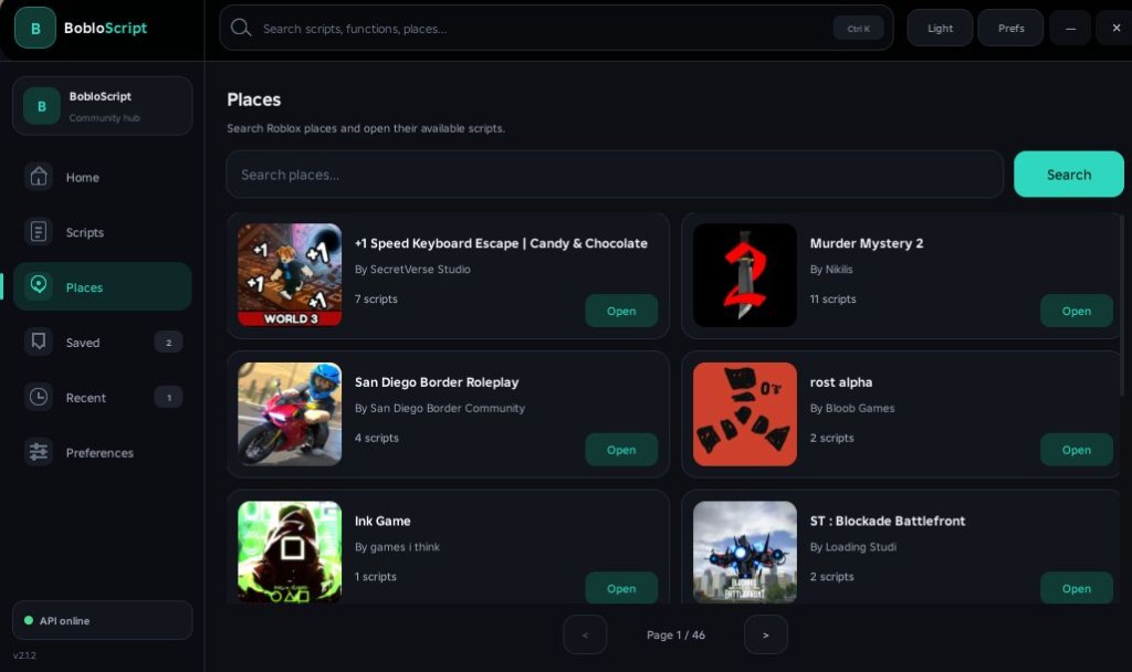 BobloScript Hub places browser