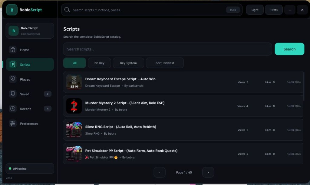 BobloScript Hub script search results